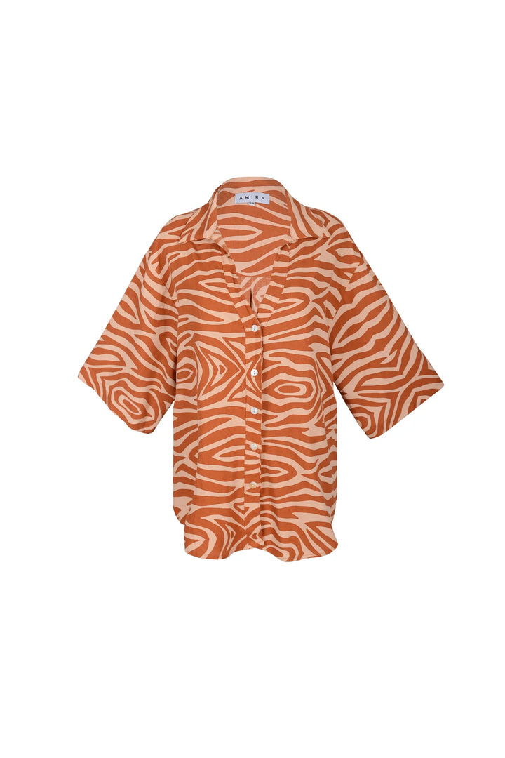 Zebra Blouse Short Sleeve