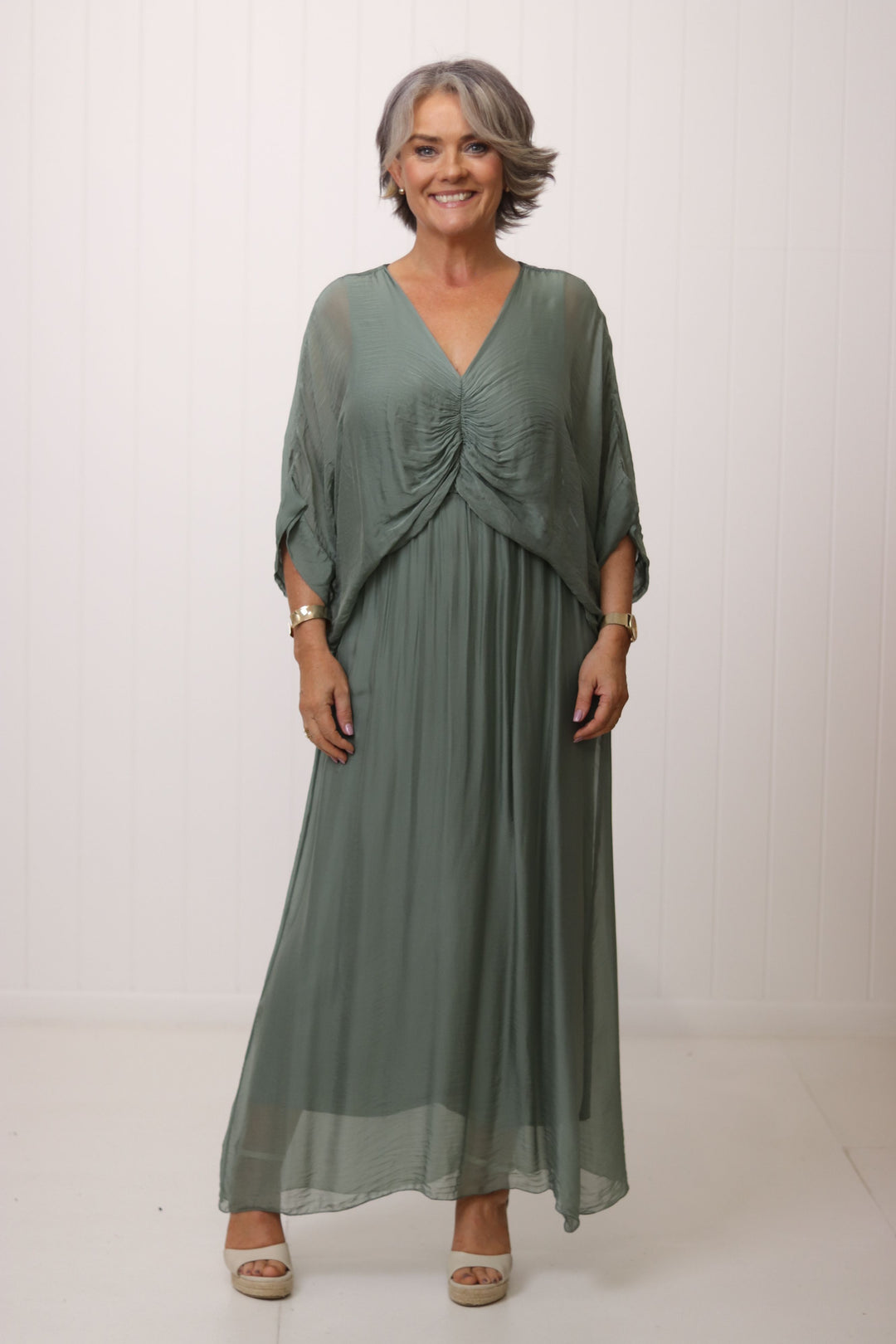 Cora Silk Ruched Dress