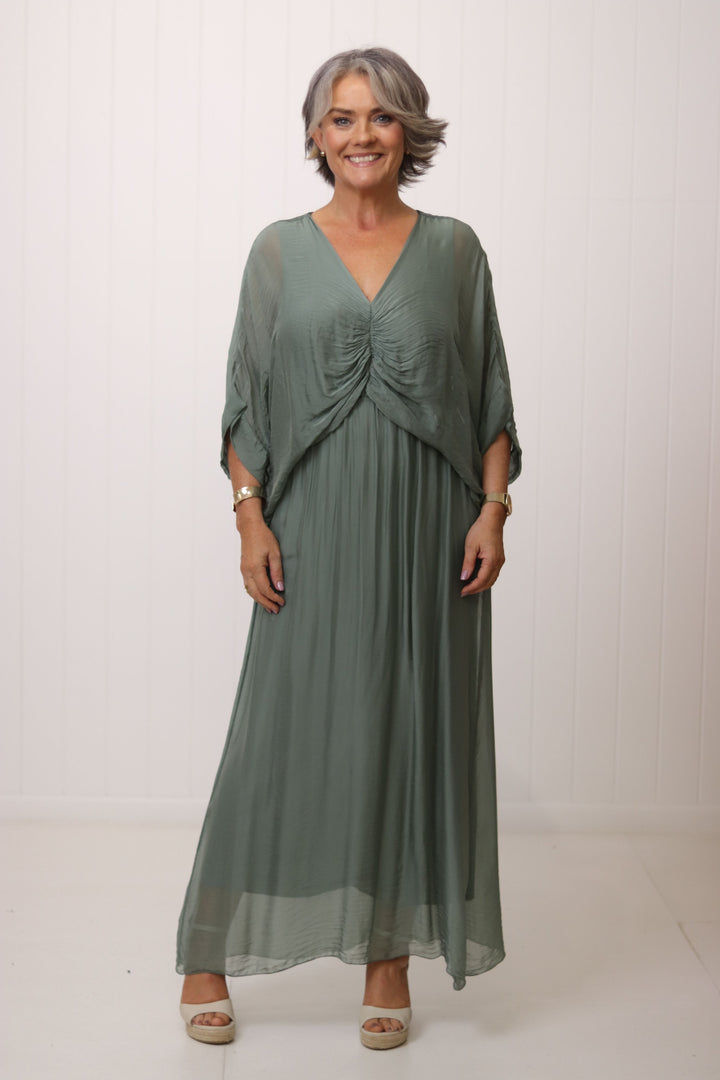 Cora Silk Ruched Dress