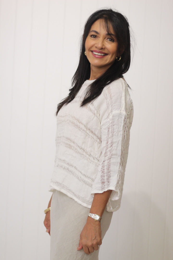 Box Top Sleeved Raw Stripe