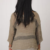 Box Top Sleeved Nero Natural Stripe