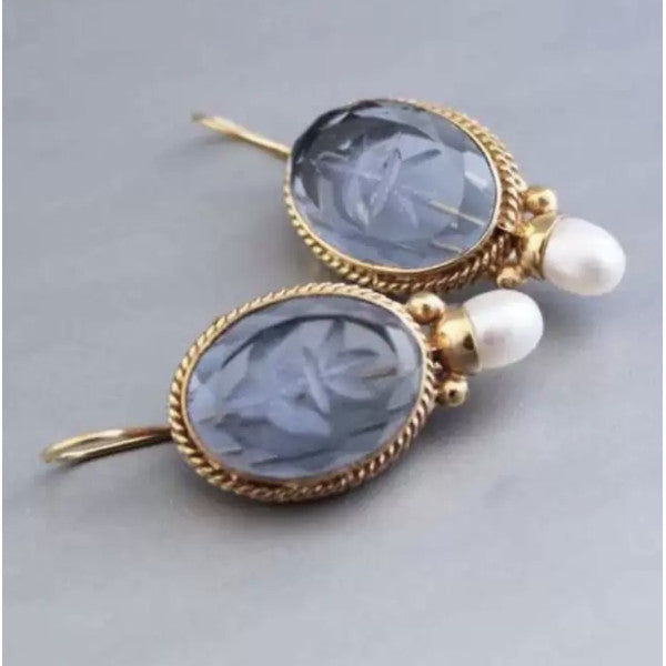 Vintage Etched Glass Earrings