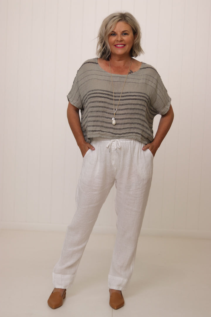 Tuscan Top Grey Stripe