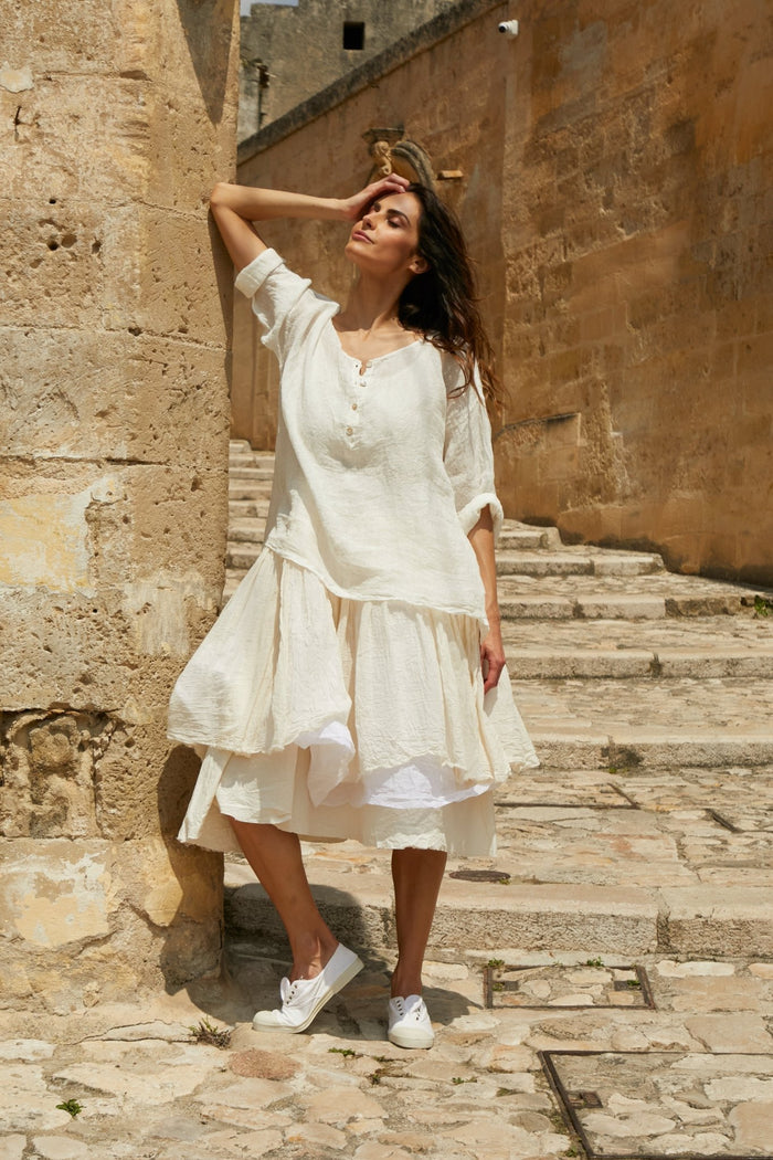 HADLEY LINEN GAUZE TOP CREAM