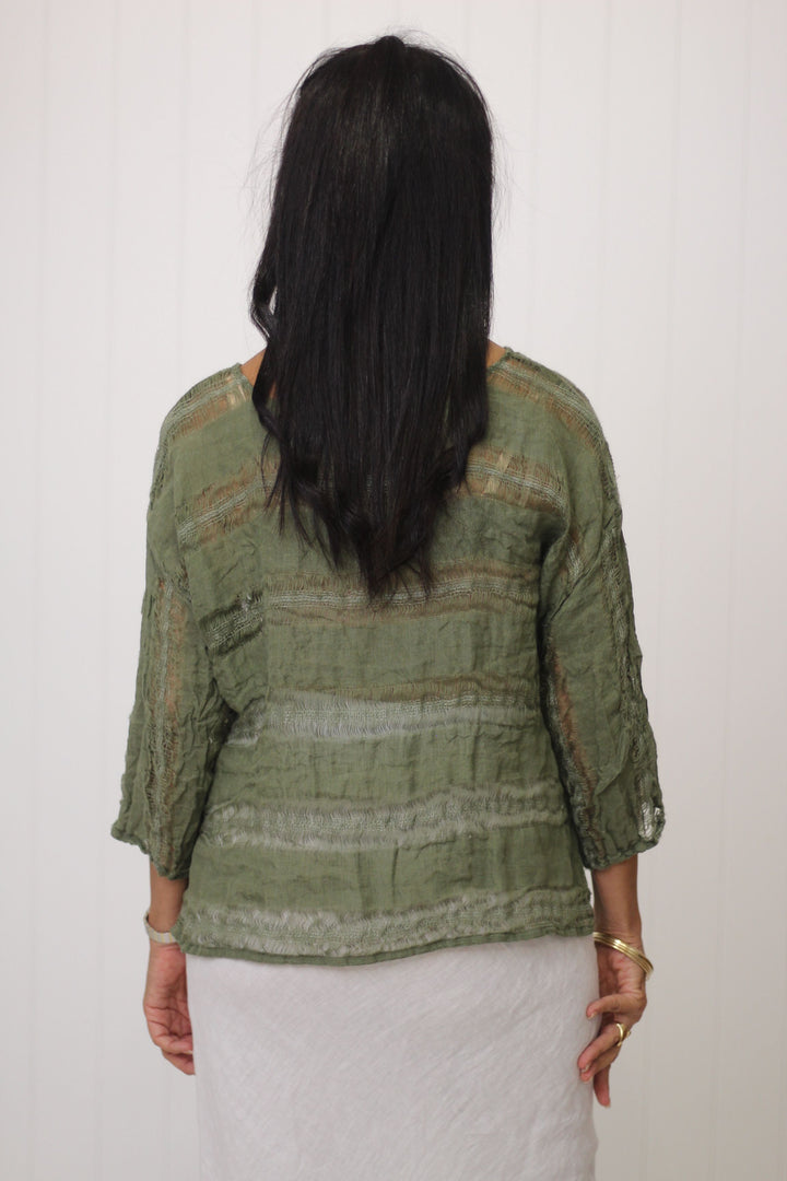 Box Top Sleeved Raw Stripe
