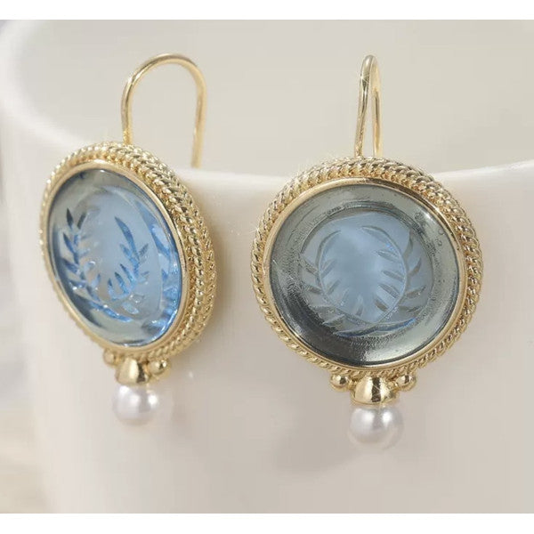 Vintage Etched Glass Earrings