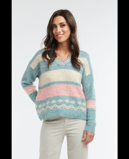 Flinders V-Neck Jumper Petrol Sweet Charlotte Studio