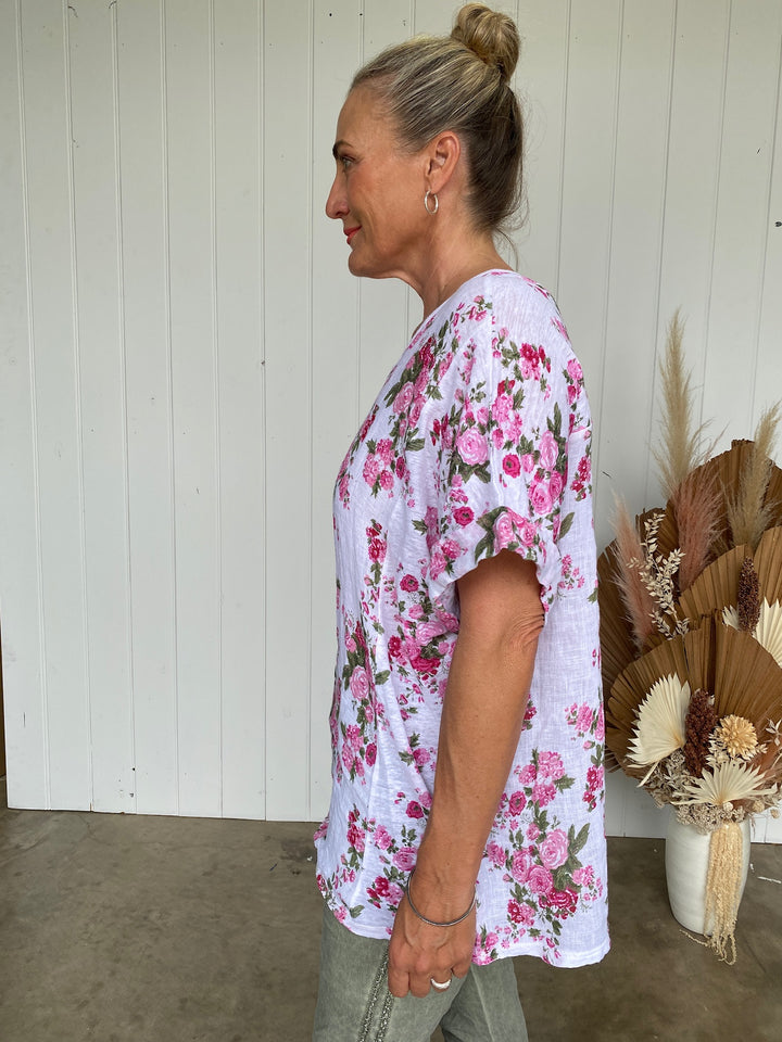 Linen Tee Grande Floral