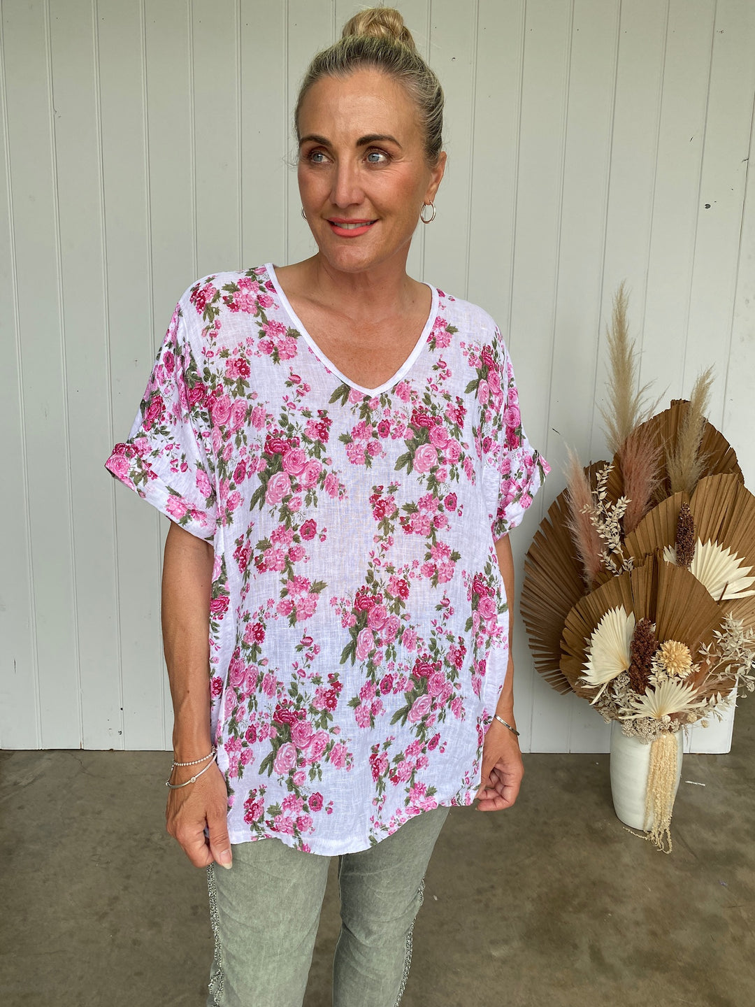 Linen Tee Grande Floral