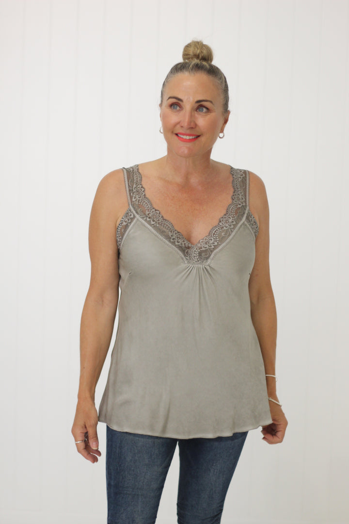 Noemi Lace Cami Pewter