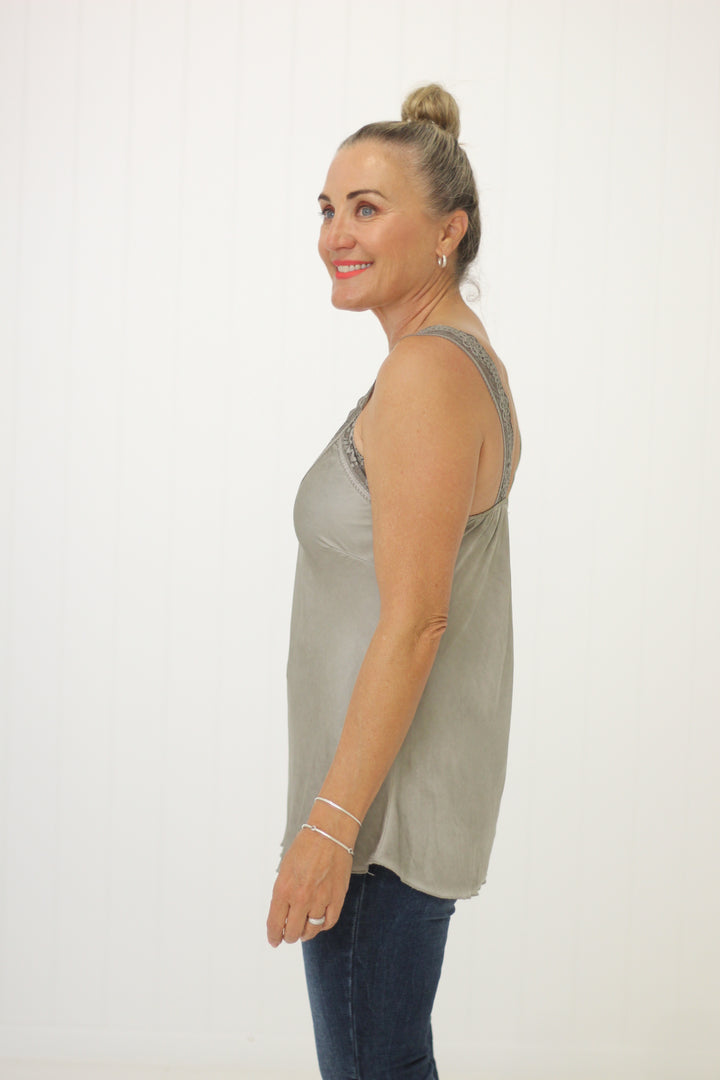 Noemi Lace Cami Pewter