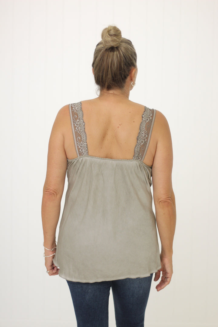 Noemi Lace Cami Pewter