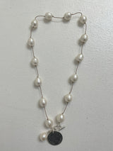 Elsie Pearl On Silk Necklace White