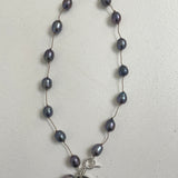 Elsie Pearl On Silk Necklace Black