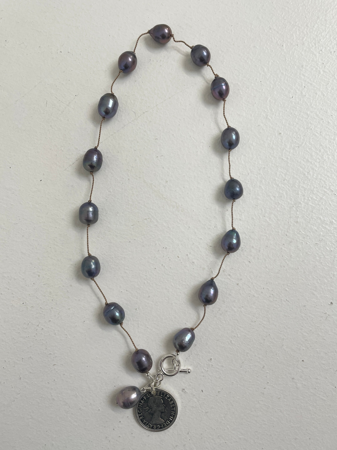 Elsie Pearl On Silk Necklace Black