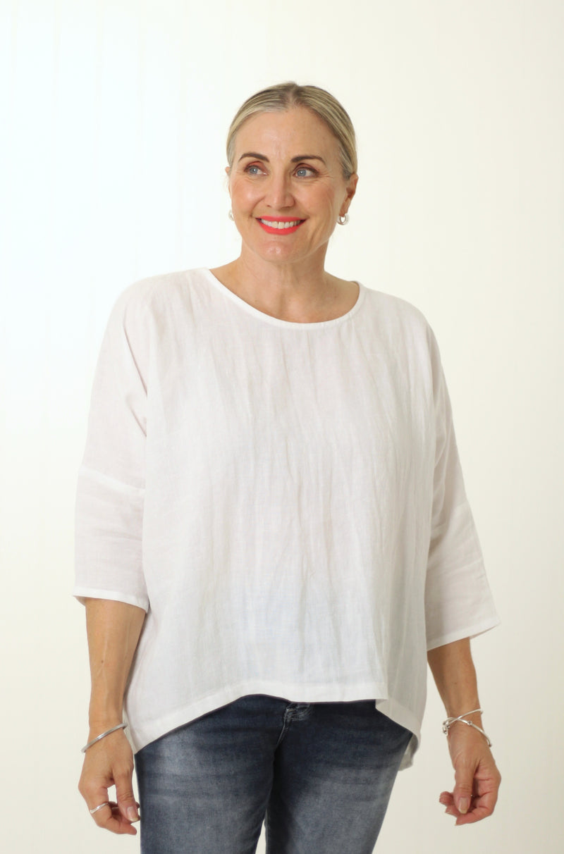 HINLEY TOP SLEEVED WHITE