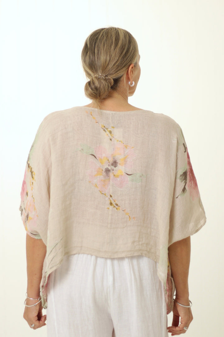Tia Floral Top Beige