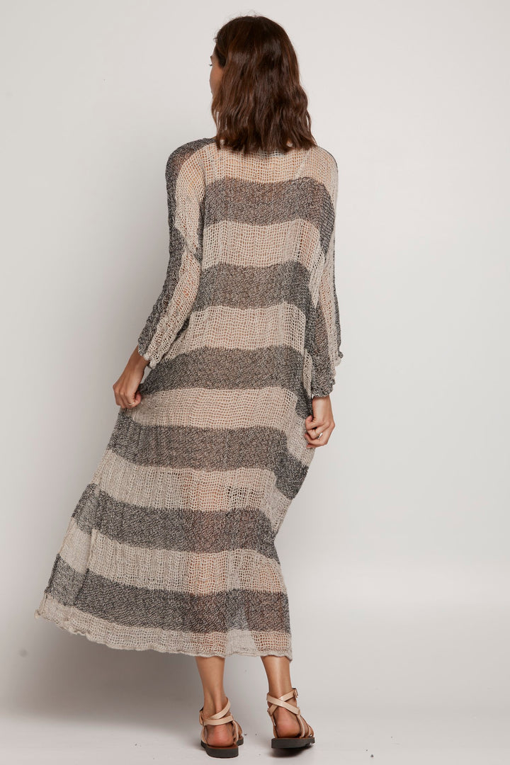 POSITANO SLEEVED KAFTAN NERO/NATURALE