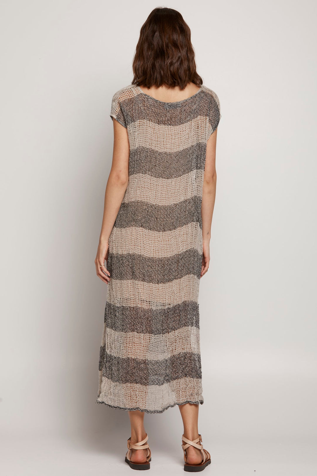 POSITANO SLEEVELESS KAFTAN NERO/NATURALE