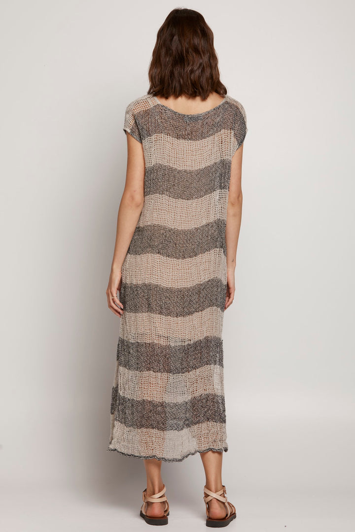 POSITANO SLEEVELESS KAFTAN NERO/NATURALE