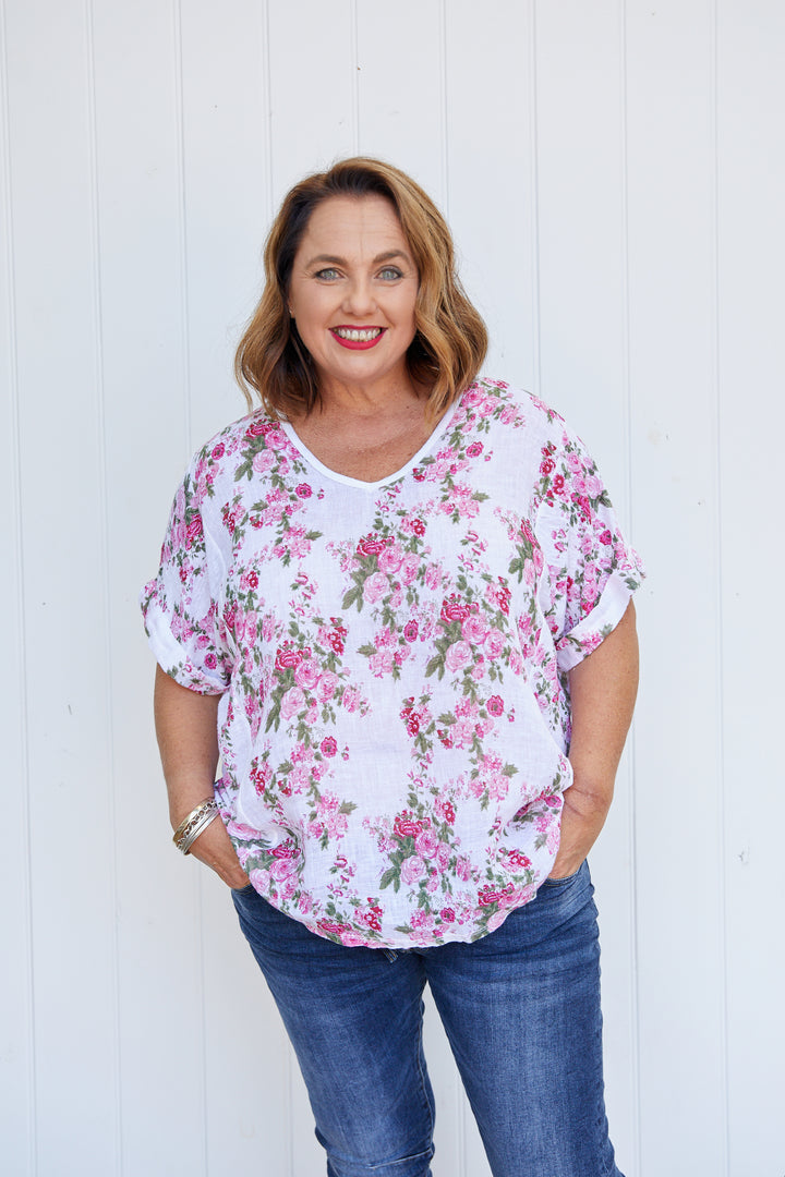 Linen Tee Grande Floral