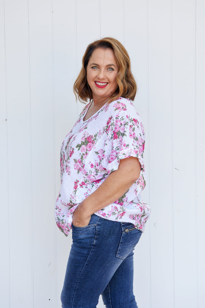Linen Tee Grande Floral