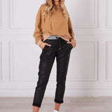 ROSIE STRIPE BAND WET LOOK JOGGER