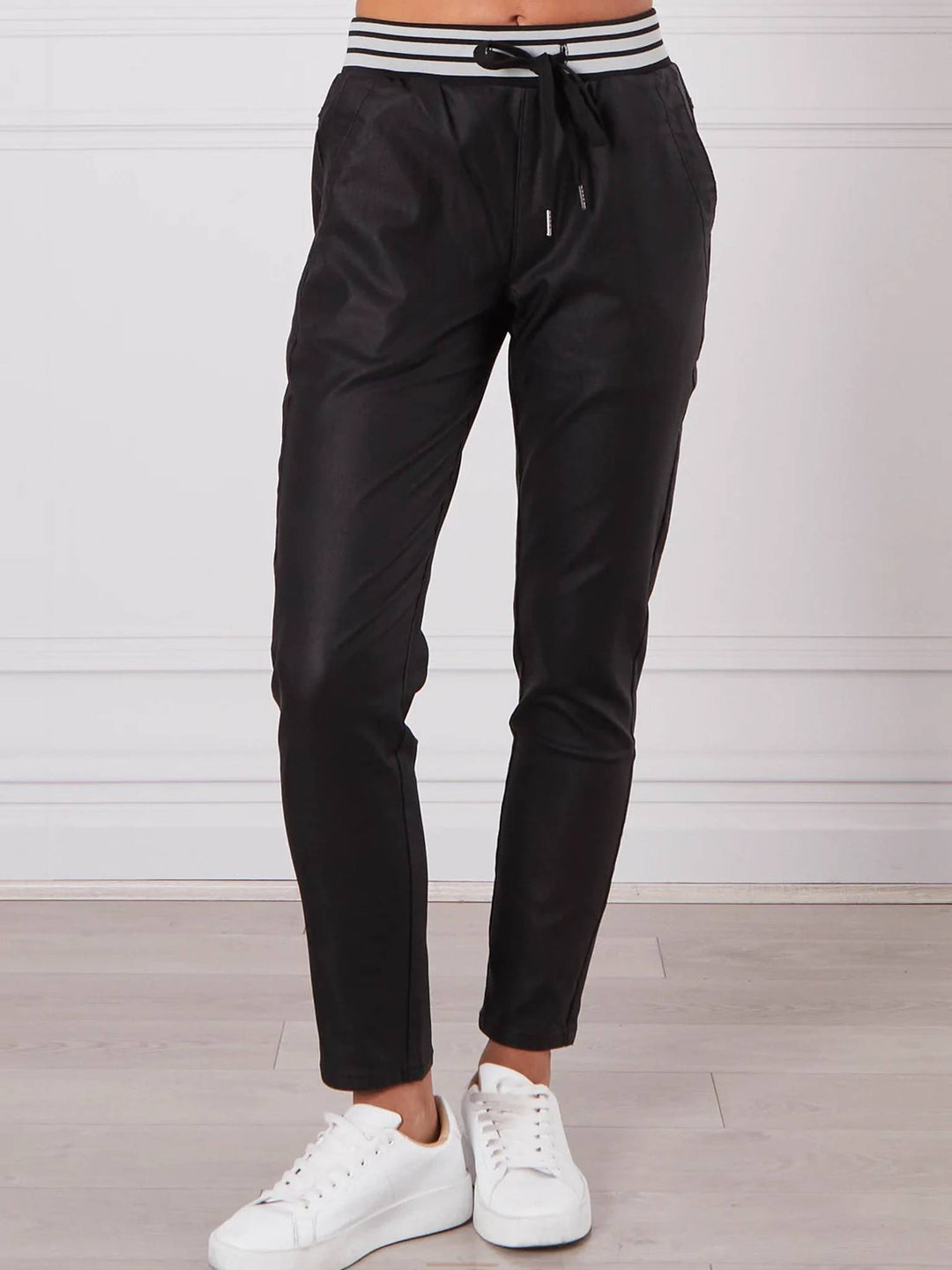 ROSIE STRIPE BAND WET LOOK JOGGER