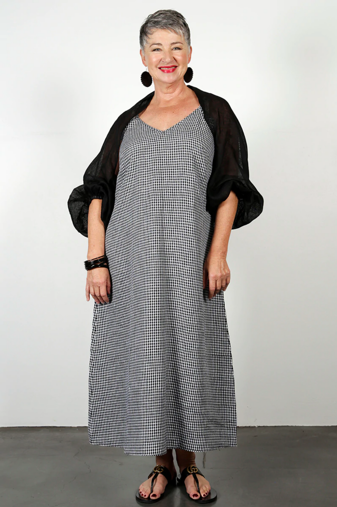 SLIP DRESS Black Gingham