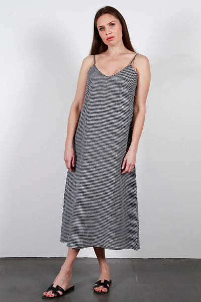 SLIP DRESS Black Gingham
