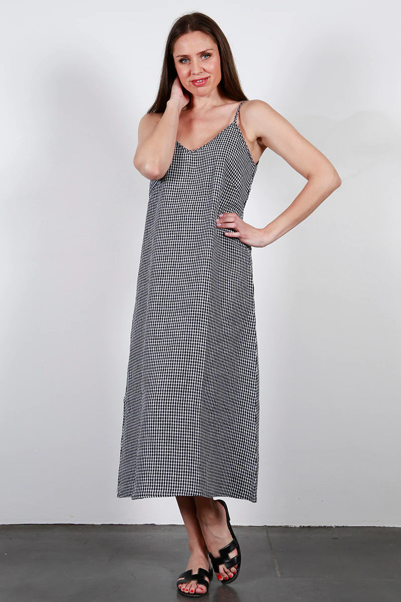 SLIP DRESS Black Gingham Sweet Charlotte Studio