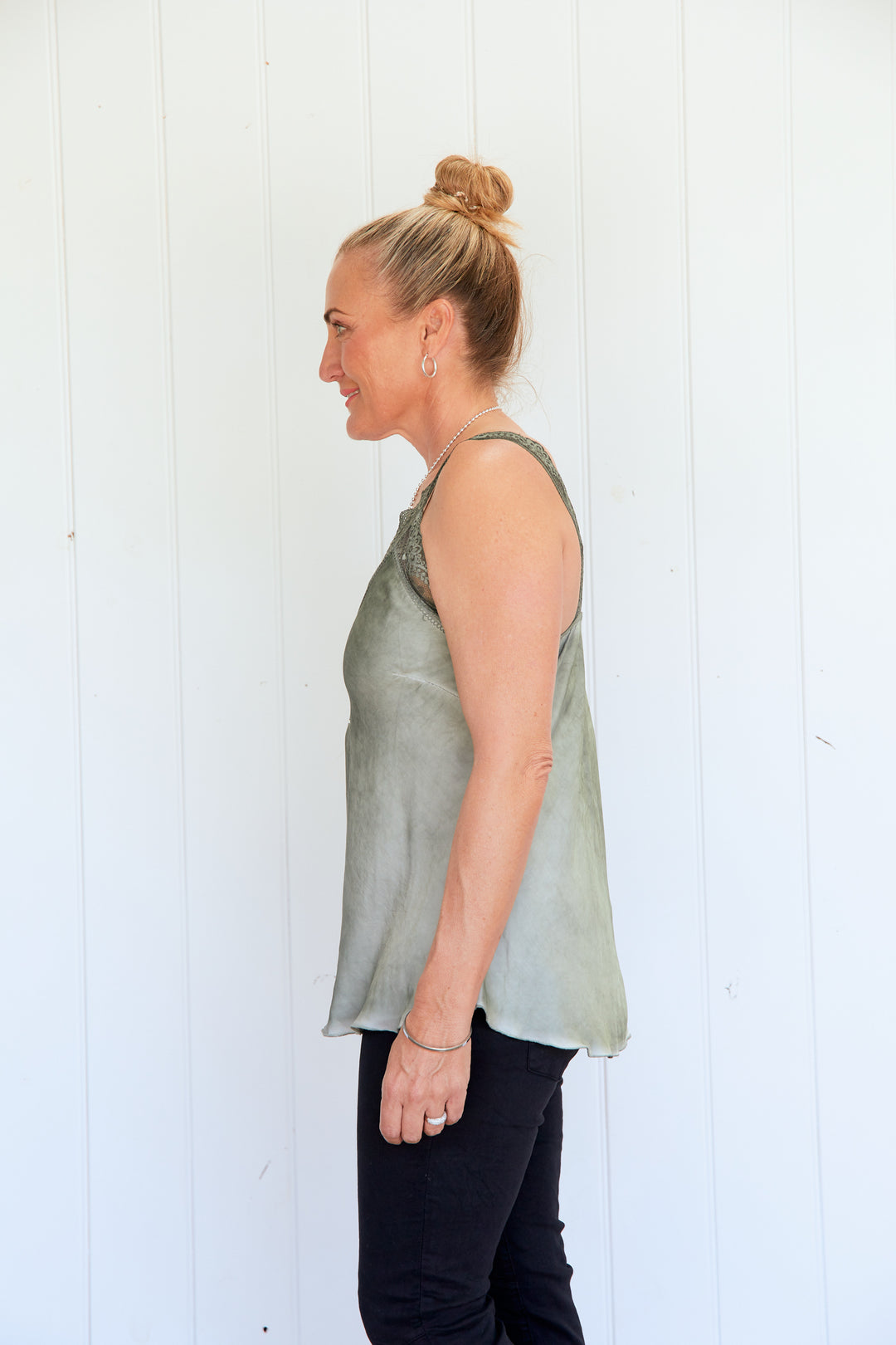 Noemi Lace Cami Military Green