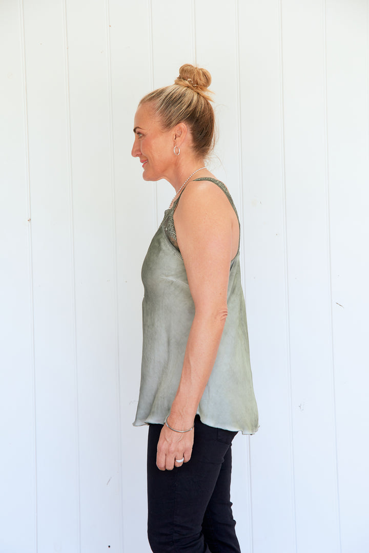 Noemi Lace Cami Military Green