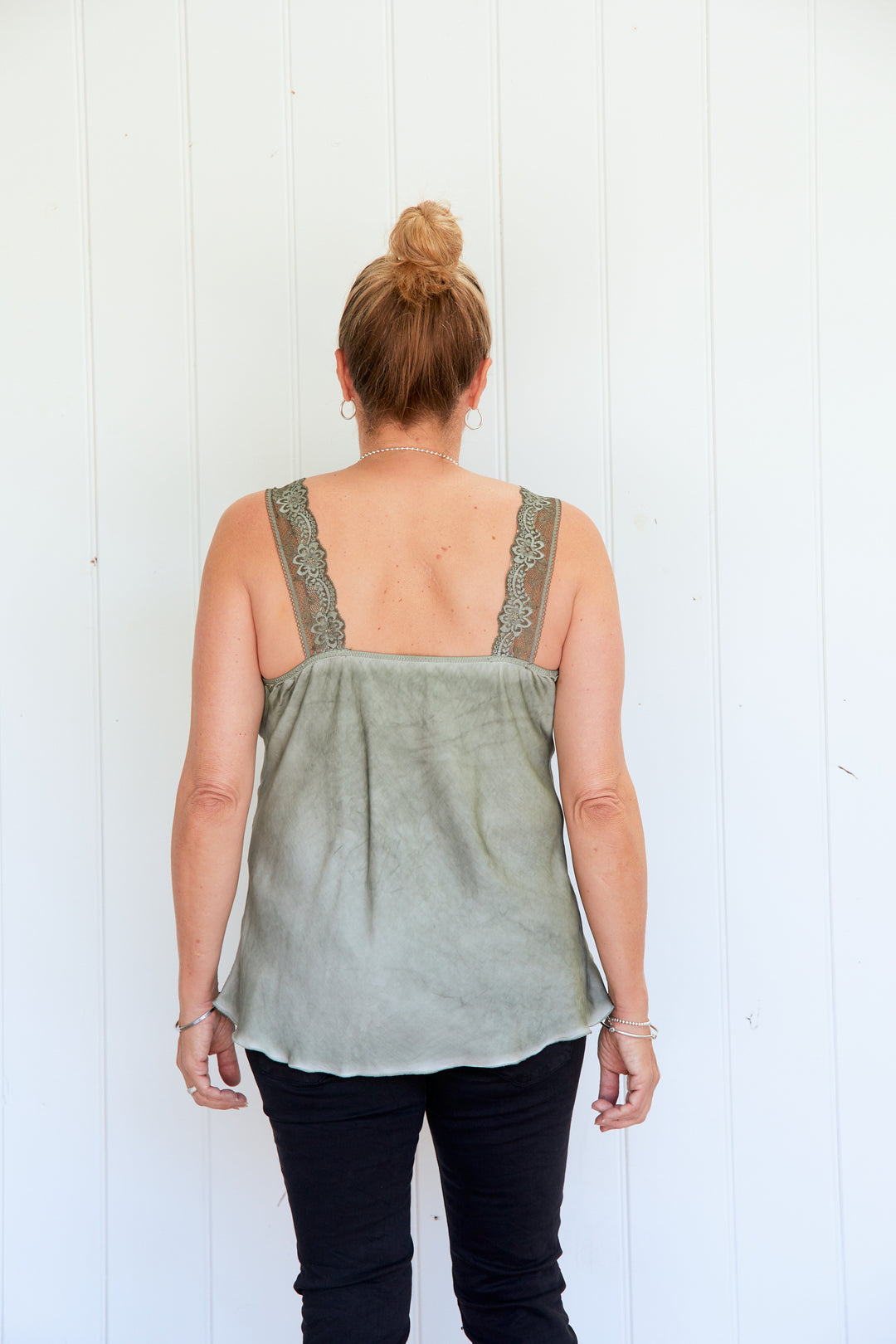 Noemi Lace Cami Military Green