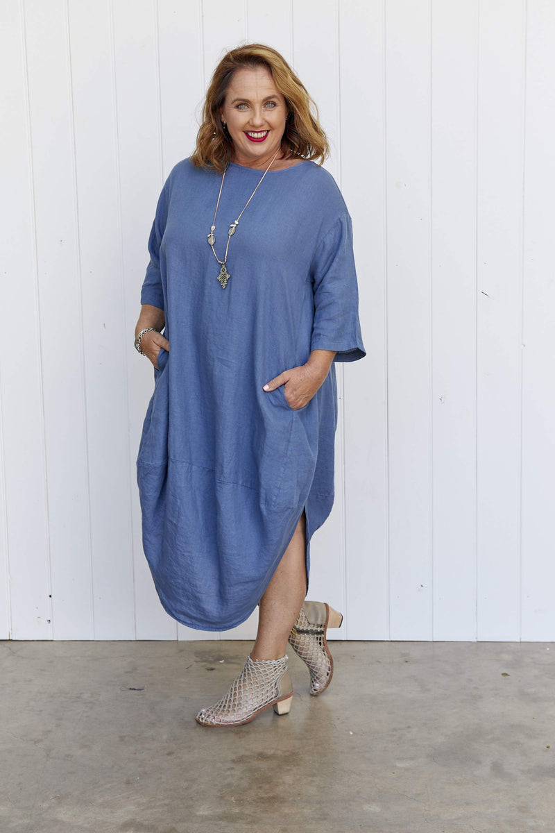 SCALLOP DRESS DENIM